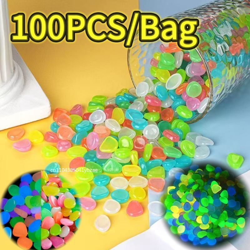 Aquarium Plant - 100-800pcs Glow in The Dark Pebbles,