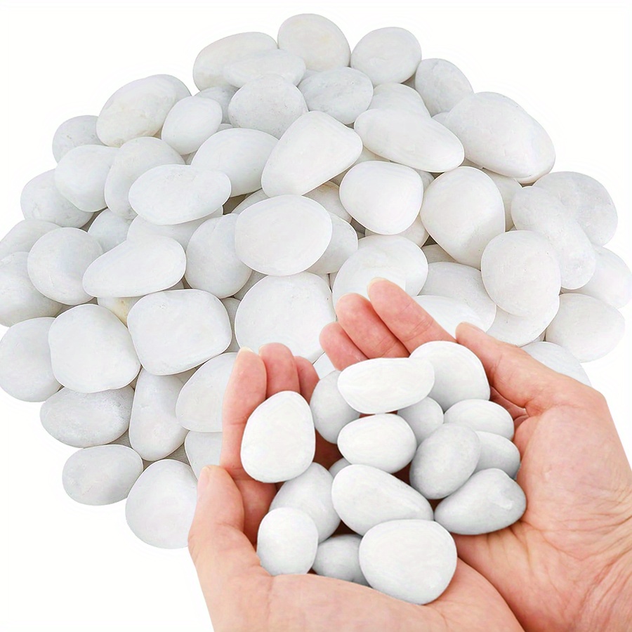 Aquarium Plant - 200/400g White High Polished Natural Pebbles